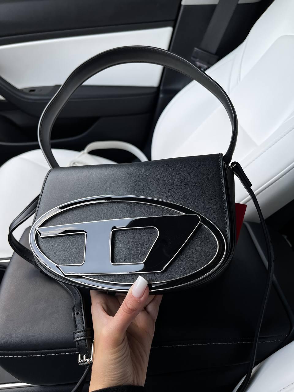 Жіноча сумка Diesel Крос боді-екошкіра жіноча сумка Дізель чорна на одне відділення з довгим ремінцем