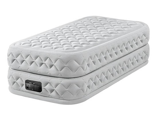 Односпальне надувне ліжко для дому Intex Pillow Rest Raised Bed з вбудованим електронасосом Бежева, фото 2