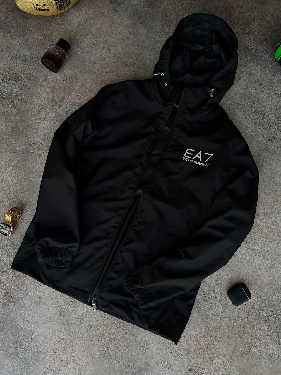Чоловіча куртка вітровка Emporio Armani M1663 чорна S, фото 1