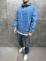 Джинсовый анорак синего цвета мужской Турция с капюшоном, Джинсовая куртка анорак синяя 2y Premium S M L XL M