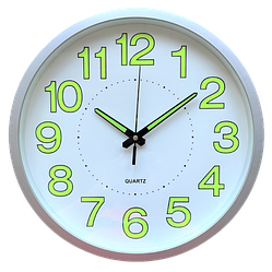 Фосфорний настінний годинник (30 см) Timelike™ Ph-01-S сріблястий