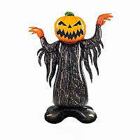 Шар фольгированный стоячий 4Д 86х115 см Тыква призрак Хэллоуин Черный