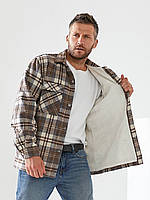 Куртка рубашка мужская кашемировая утепленная на шерпе в клетку разм.l-xxl