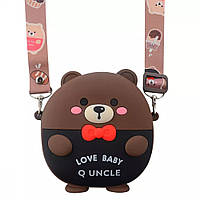 Детская soft-touch силиконовая сумка на плечо Bear Fat 15*13*4,4 black
