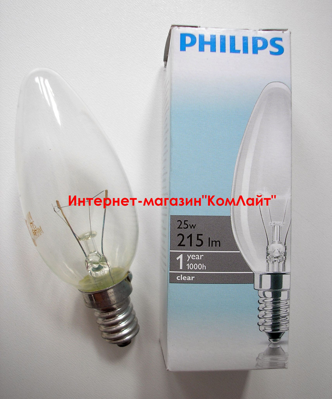 Лампа розжарювання свічка PHILIPS 25 Вт В35 E14 CL прозора (Польща)