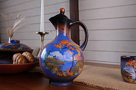 Глиняний штоф 2 л Осінь з малюнком ручної роботи