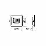 Прожектор LED 10W 5000K біле світо 1000Lm 95x84x16mm VIDEX, фото 4