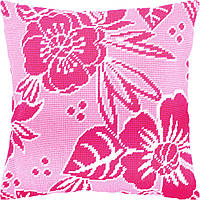 Набір для вишивання декоративної подушки Чарівниця Рожеві квіти 40×40 см V-220 DL, код: 7243172