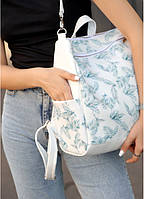 Женский рюкзак-сумка с принтом из экокожи повышенного уровня износостойкости
