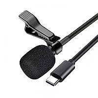 Мікрофон петличка XO MKF02 Type-C 2 м, Black