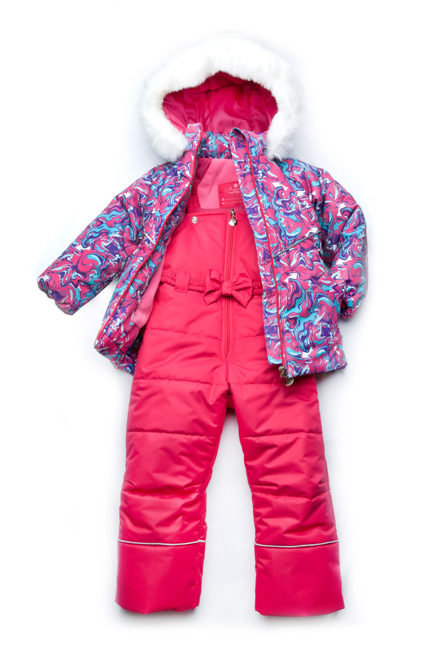 Зимовий дитячий костюм-комбінезон з мембранної тканини для дівчинки
