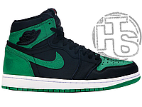 Мужские кроссовки Air Jordan 1 Retro High Green Black (с мехом) 555088-030