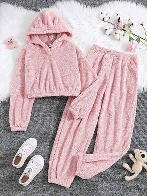 Махрова жіноча піжама-двійка (худі + штани) у кольорах і розмірах 46/48, Рожевий