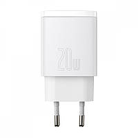 Зарядное устройство Baseus Compact Quick Charger 20W QC+ PD (1Type-C + 1USB) white