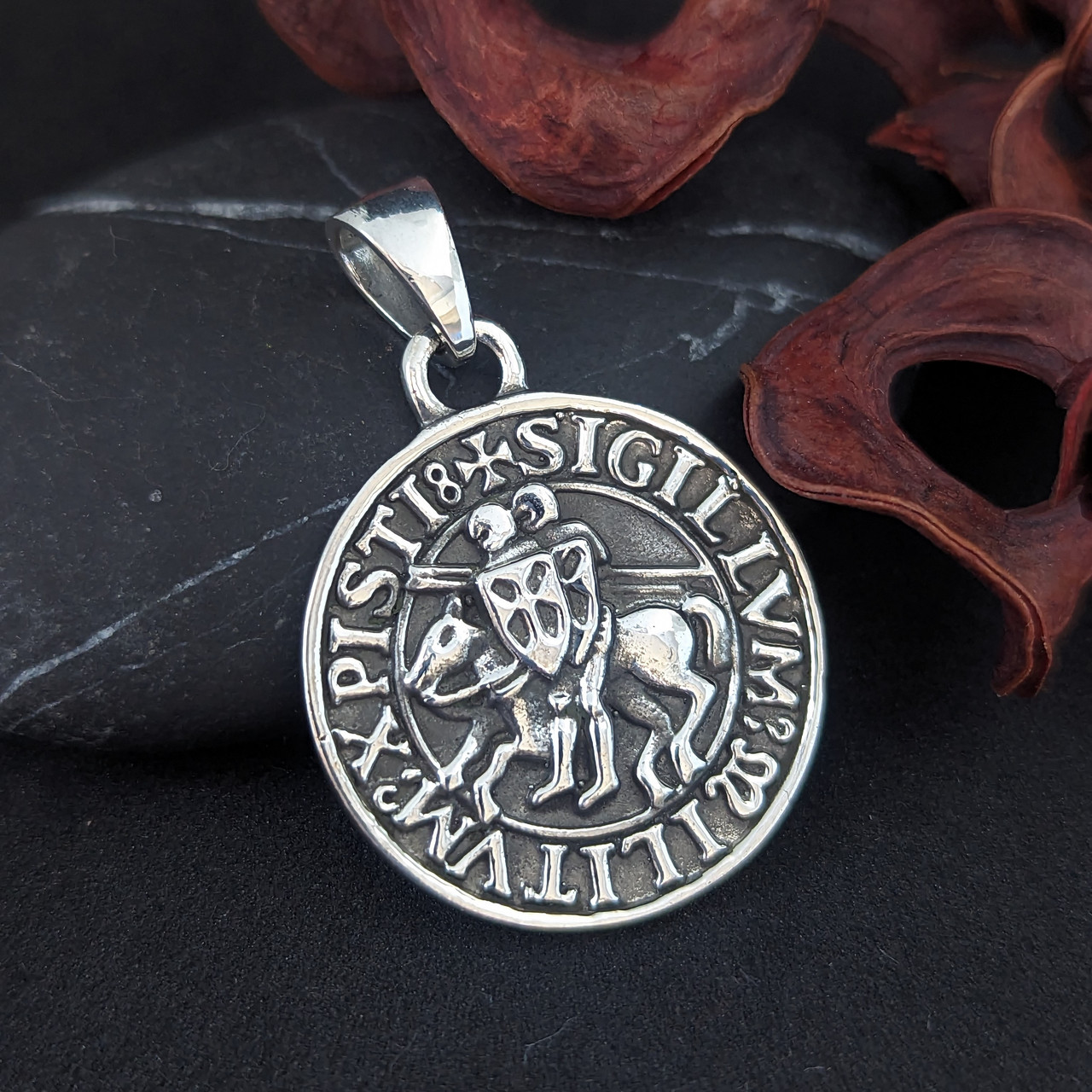 Герб Тамплієрів, Печатка Тамплієрів, Тамплієри, SIGILLUM MILITUM XPISTI Кулон, Підвіс, Амулет