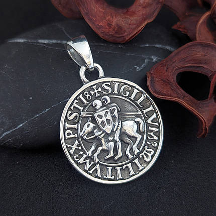 Герб Тамплієрів, Печатка Тамплієрів, Тамплієри, SIGILLUM MILITUM XPISTI Кулон, Підвіс, Амулет, фото 1