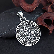Герб Тамплієрів, Печатка Тамплієрів, Тамплієри, SIGILLUM MILITUM XPISTI Кулон, Підвіс, Амулет, фото 2