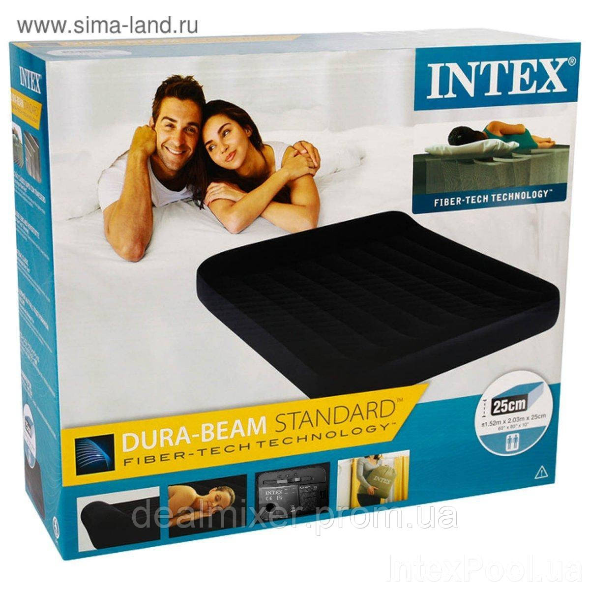 Надувной матрас Двухместный Intex 64150 152 x 203 x 25 см с встроенным электронасосом Черный DR, код: 2487690 - фото 3 - id-p1967405886