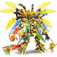 Конструктор набор фигурки золотой робот дракон ниндзяго Ninjago 727 деталей 4 в 1 (4 коробки)