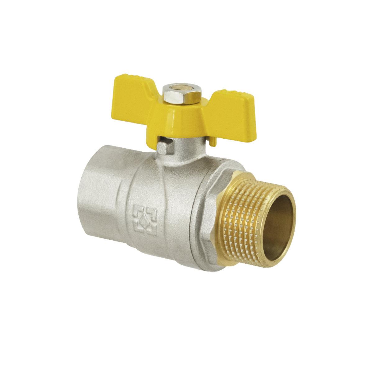 Кран газовий кульовий 1/2" ВН Raftec YELLOW метелик PN40
