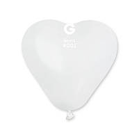 Латексна кулька Gemar біла (001) серце пастель 6" (15см) 100шт
