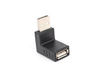 Перехідник обладнання Lucom USB2.0 A M F 90°вверх адаптер чорний (62.09.8231) NL, код: 7455253