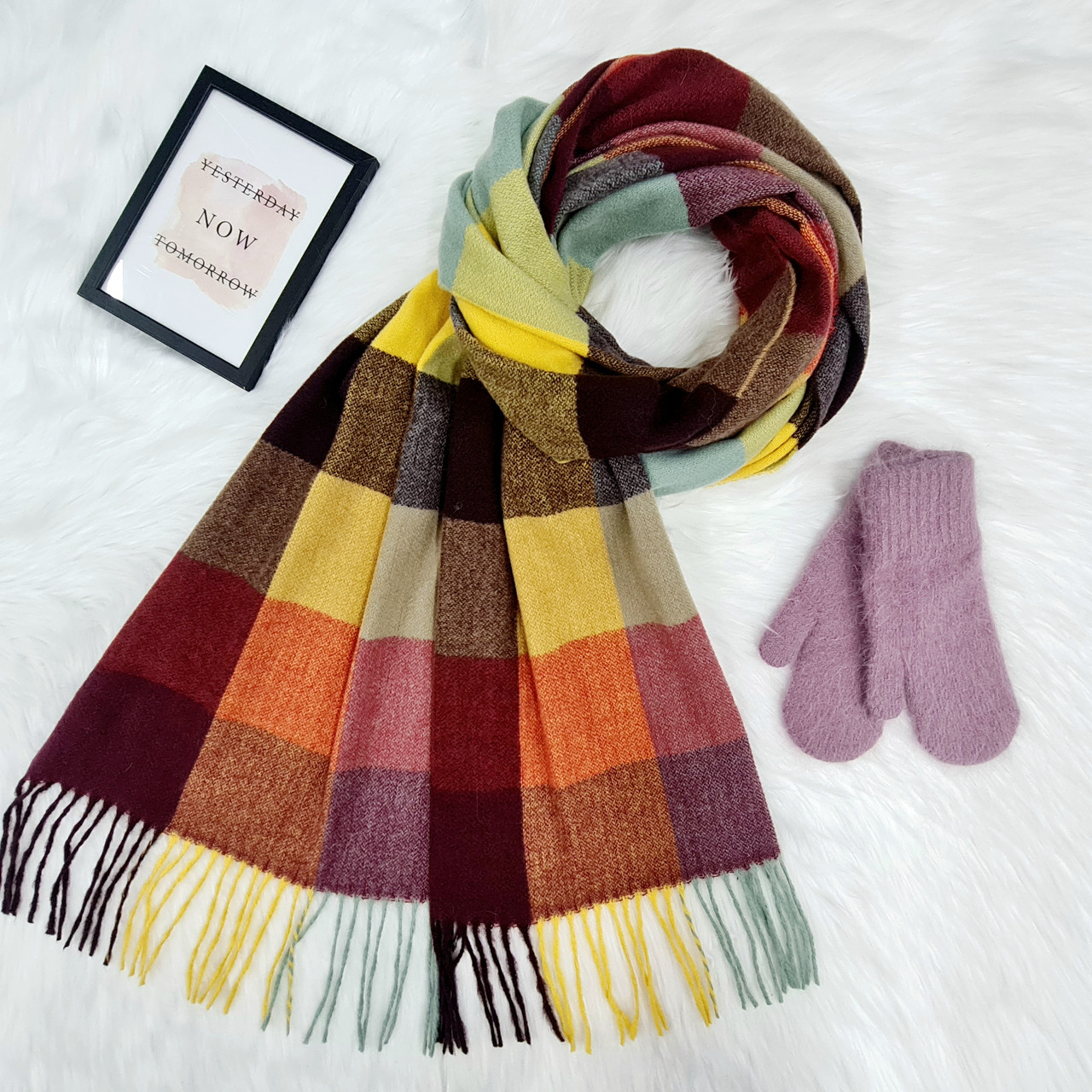 Комплект жіночий зимовий (шарф+рукавиці) M&JJ One size пудровий 8024 - 4149