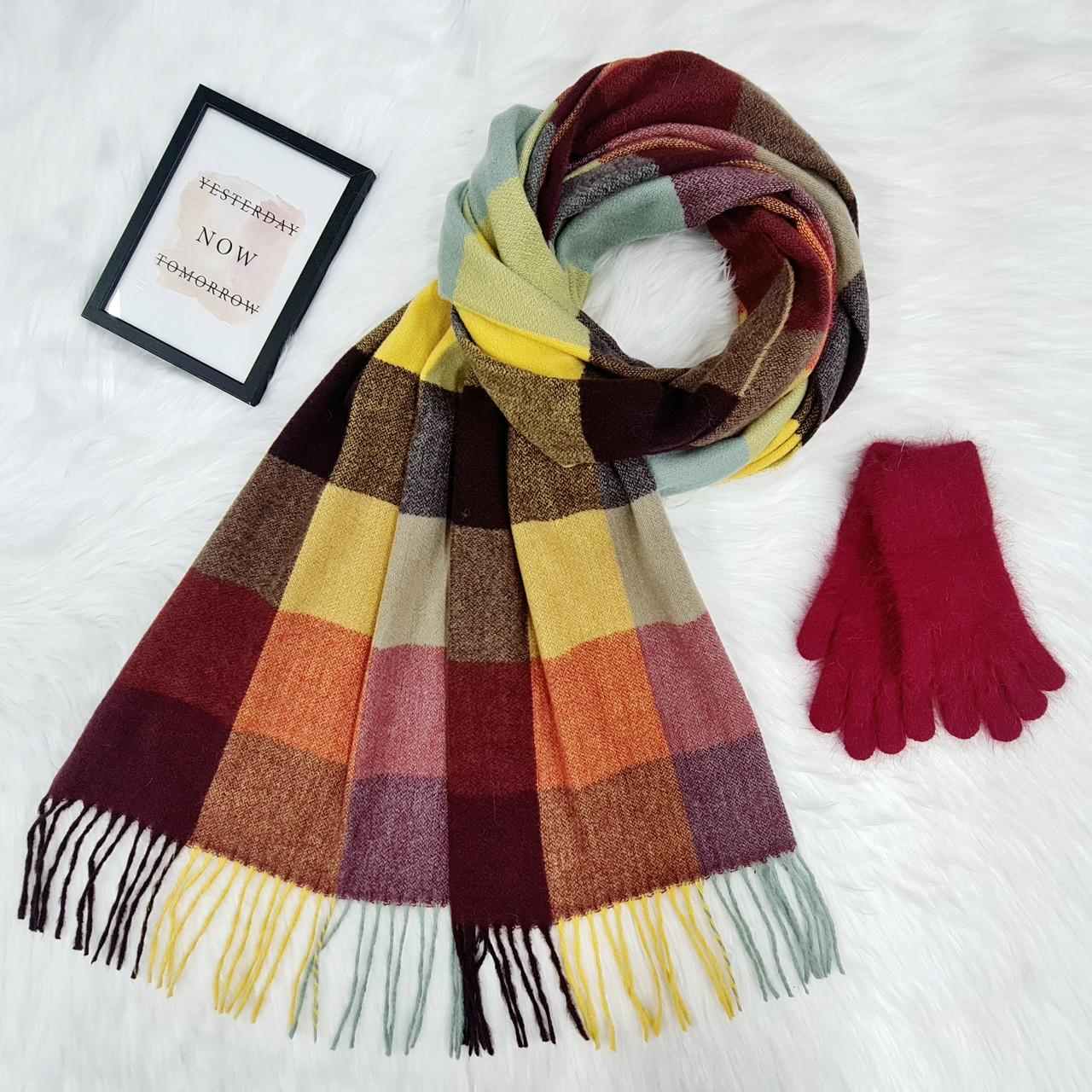 Комплект жіночий зимовий (шарф+рукавички) M&JJ One size бордовий 8024 - 4190