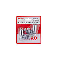 Комплект радиаторных угловых кранов верхние Karro 1/2" KR-32001 хромированные
