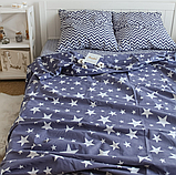 Полуторна постільна білизна 150х220 Ранфорс-бавовна (21439) Двоколірна постільна білизна з натуральних тканин, фото 4