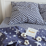 Полуторна постільна білизна 150х220 Ранфорс-бавовна (21439) Двоколірна постільна білизна з натуральних тканин, фото 5