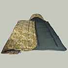 Спальний мішок-ковдра зимовий тактичний стьобаний від +5 до -20 Спальник для морозів 210х85 см Піксель, фото 4