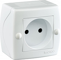 Розетка одинарна Despina Mono Electric без заземлення, біла, зовнішня