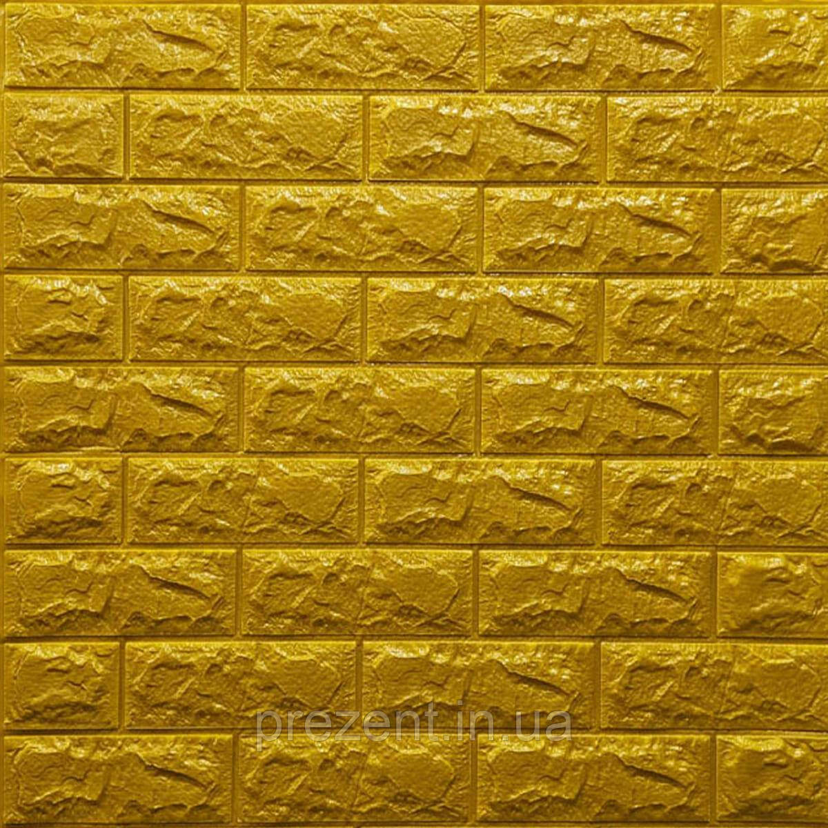 Купить Декоративная 3D панель самоклейка под кирпич Золотой 700x770x7мм ...