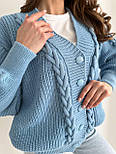 Кардиган кофта на ґудзиках коса блакитний, фото 3
