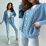 Кардиган кофта на ґудзиках коса блакитний, фото 2
