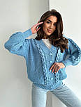Кардиган кофта на ґудзиках коса блакитний, фото 4