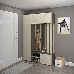 Вузька сучасна стінка передпокій в коридор 150 см із шафою Емі Летро дуб трюфель+ північне біле дерево