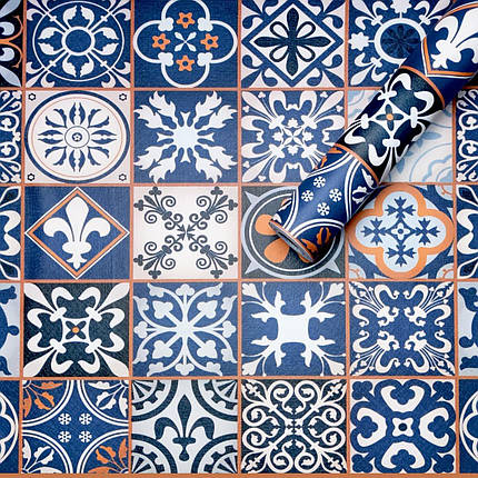 Самоклеюча плівка 0,45х10м х 0,07мм Синій орнамент SW-00001208, фото 1