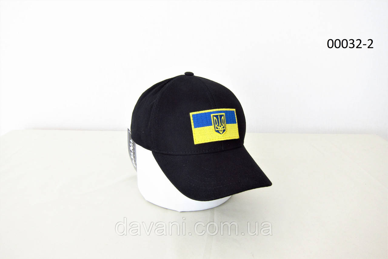 Кепка бейсболка чорна котонова з прапором України DAVANI 00032-2