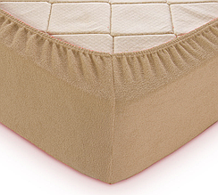 Захисне простирадло на матрац 200 220 махра двоспальне однотонне, натяжні простирадла каура якісне Бежевий