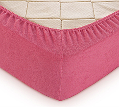 Захисне простирадло на матрац 200 220 махра двоспальне однотонне, натяжні простирадла каура якісне Жовтий