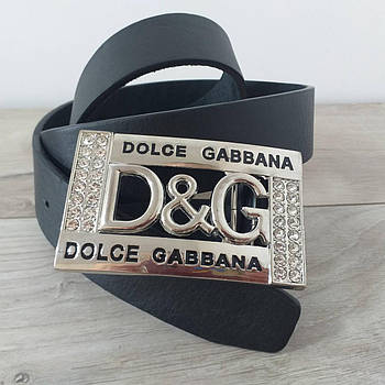 Ремінь жіночий з екошкіри з шикарною пряжкою Dolce Gabbana Чорний (KG-11197)