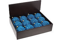 Набор (12шт.) елочных шаров с блестящей присыпкой 8см, цвет - синий