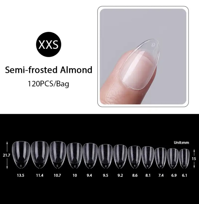 Типси гелеві для нарощування нігтів 120 шт (мигдаль) прозорі короткі, фото 1
