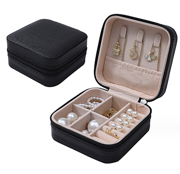 Скринька для прикрас / Футляр для біжутерії / Органайзер для сережок і кілець / Шкатулка для біжутерії Чорний