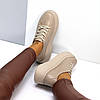 Трендові бежеві шкіряні кеди крипери натуральна шкіра на потовщеній підошві, фото 8