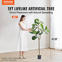 VEVOR Violin Fig Artificial 78x78x155,6cm Artificial Plant PE Artificial Plants Fake Plastic Plants in Pot