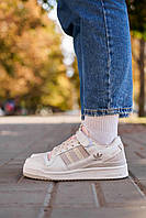 Женские стильные кроссовки демисезонные бежевые Adidas Forum Low Beige, качество топ