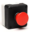 Пост чорно-сірий з червоною кнопкою "грибок без фіксації (1НО+1НЗ)